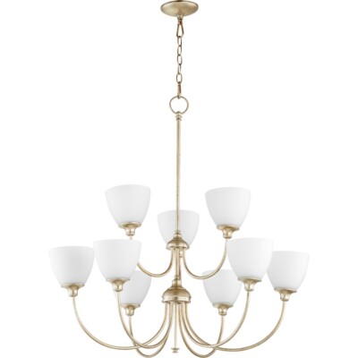 Quorum Celeste 9 Light 32' Chandelier, Aged Silver Leaf - 6109-9-60