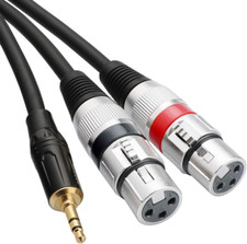 Tisino Dual XLR to 3.5Mm Stereo Mic Cable, 2 XLR Female to 1/8 Inch Mini Jack Y-