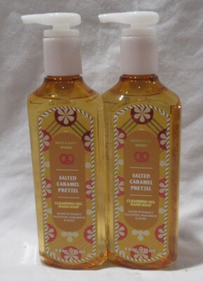 Bath & Body Works Cleansing Gel Hand Soap Lot Set of 2 SALTED CARAMEL PRETZEL