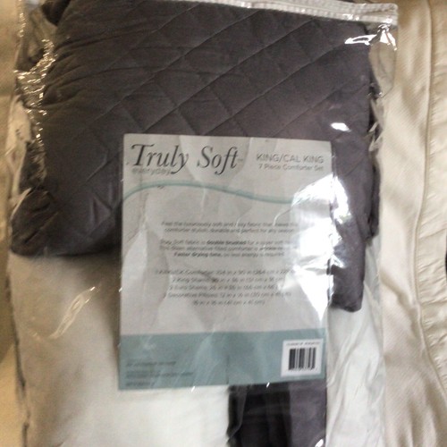 Truly Soft Everyday Hotel Border Comforter Set 7 Piece, King, White/Grey - Picture 5 of 5