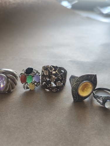 Sterling Silber 925 Konvolut Ringe 9 Ring Steine - Bild 4 von 12