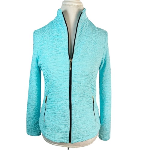 Jamie Sadock Ruched Light blue Full zip up jacket pullover Golf Size XS - Picture 2 of 9