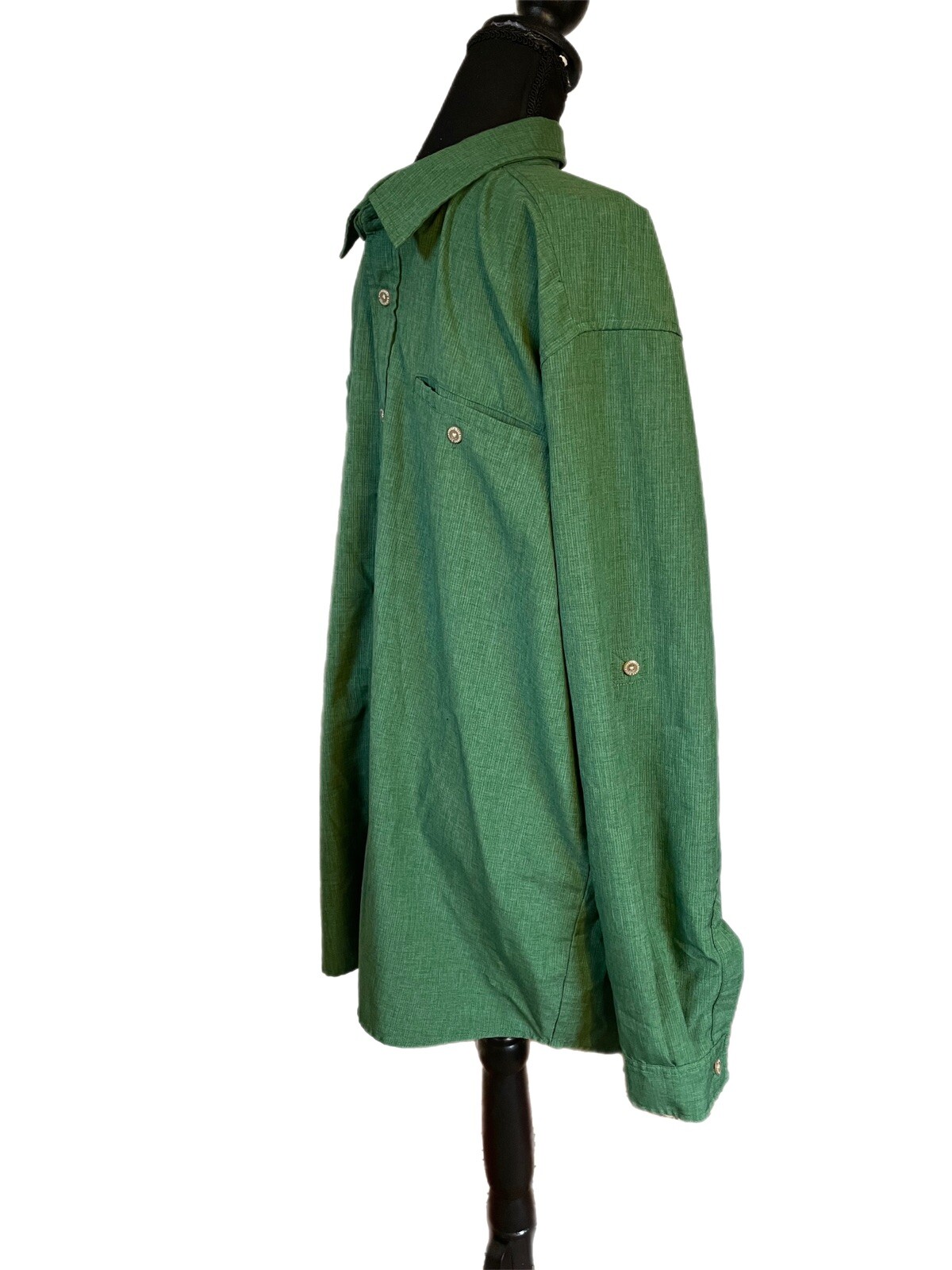 RailRiders Green Button-Down Long Sleeve Roll Tab Men's Shirt Size XL 