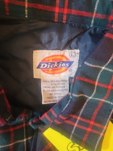 NOS Vintage DICKIES Quilt Lined Plaid Flannel Shirt Jacket 90s Workwear Grunge - Picture 3 of 7