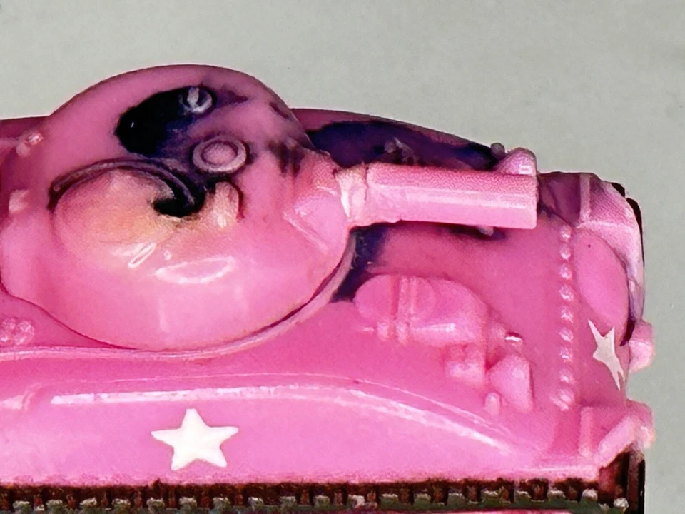 Galoob Micro Machines Insiders Pink Sherman Tank DAMAGED REPAIRED BARREL - Image 4 of 4