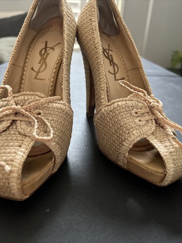 Yves Saint Laurent cream raffia bow pumps - size 36 1/2 (US SIZE 6.5) - Picture 4 of 13