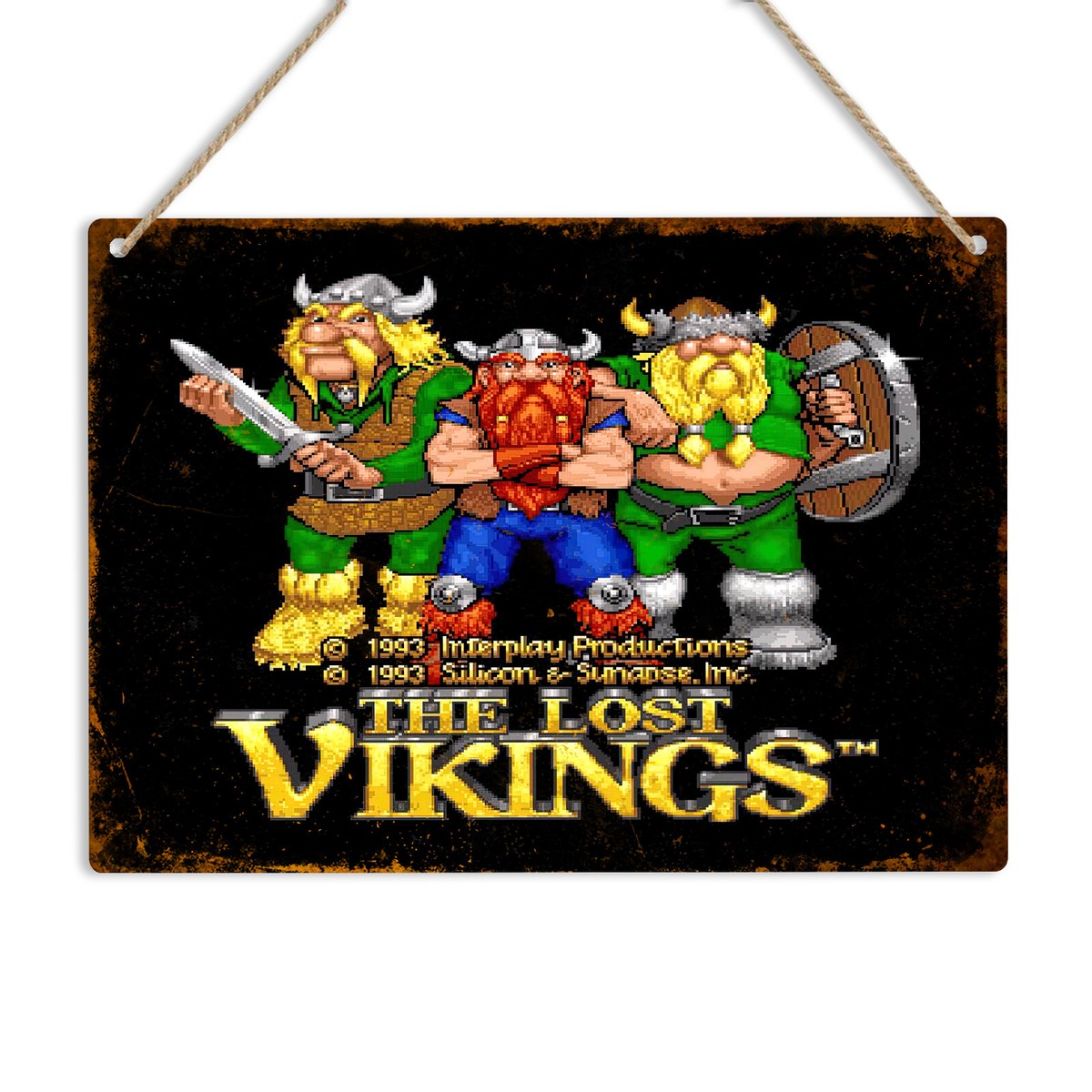 The Lost Vikings Vintage Metal Sign Retro Game Art SNES Sega Amiga