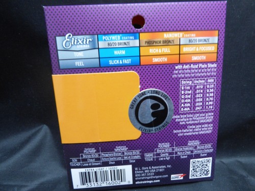 Elixir NANOWEB Phosphor Bronze Acoustic Guitar String Sets. See Variations. - Picture 2 of 4