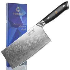Damascus Steel Asian Kitchen Knife Butcher Chef Cleaver Chopping Meat 7 inch