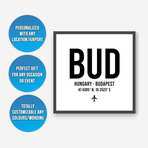 Personalisierter Codedruck Ungarn Budapest Flughafen - jeder Flughafen/Standort, - Bild 5 von 5