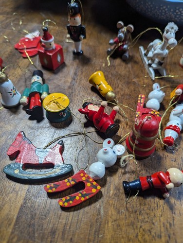 26 decorazioni natalizie vintage in miniatura in legno addobbi - Foto 5 di 6