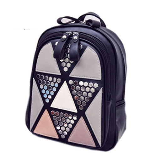 Backpack School Teen Rucksack Fashion Geometric Leather Faux Pattern Women's Bag ZwkXPTOiu