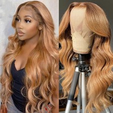 22in Ginger Blonde T Part Lace Front Human Hair Wigs Pre Plucked Indian Remy Wig