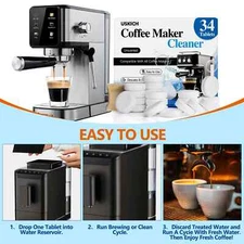 Coffee Machine Cleaner Descaler Tablets 34 Pack Coffee Maker Cleaner for Keur...