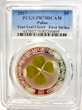 2017 1 oz .999 Fine Silver Palua Four Leaf Clover FS Proof Coin PCGS PR70DCAM