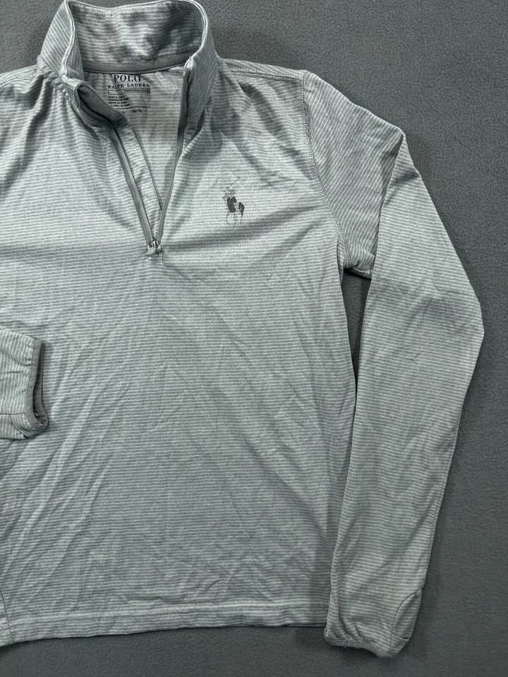 Camisa Polo Ralph Lauren Performance Niños Pequeña Gris Pullover 1/4 Cremallera Top Foto 4 de 4