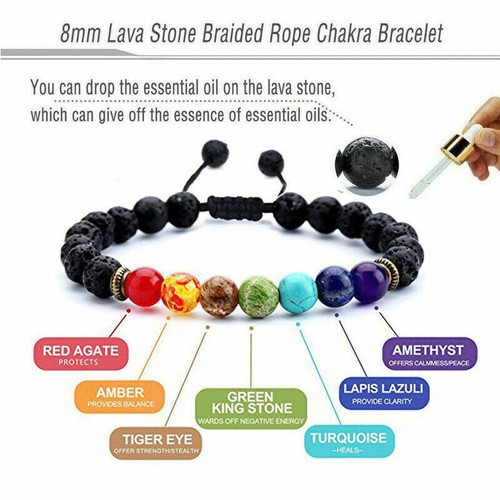 Adjustable 7 Chakra Bracelet Crystal Stones Healing Jewellery Mala Reiki Anxiety - Picture 6 of 6