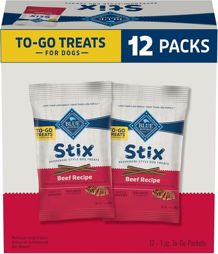 Blue Buffalo Stix Natural SoftMoist Dog Treats TOGO Beef 1 Ounce (Pack of 12)