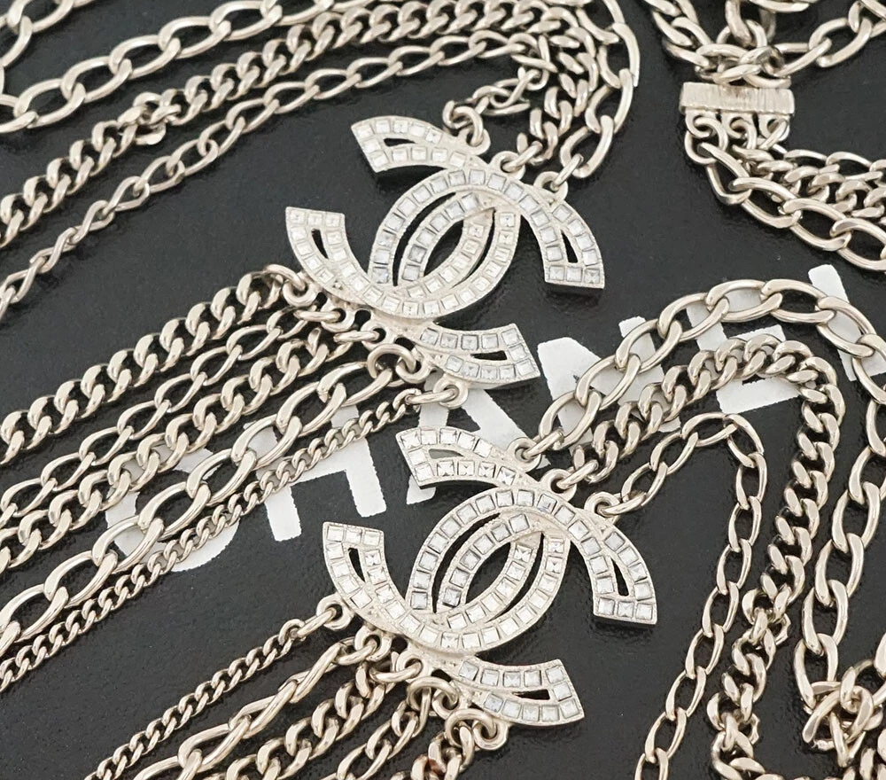 Chanel cc rhinestone necklace hotsell