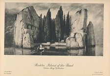115+yr Old Original Antique Art Print ISLAND OF THE DEAD By Arnold Böcklin