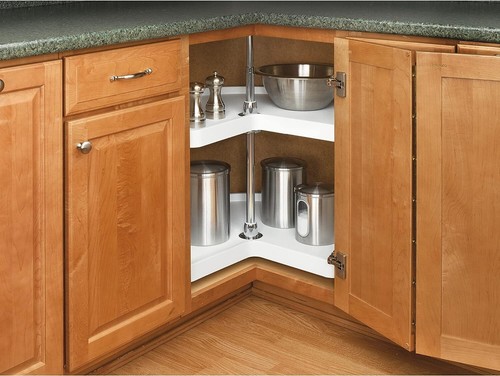 Rev-A-Shelf 28 Inch Kidney Lazy Susan Corner Wall Cabinet 2-Shelf, 6472-28-11-52 - Picture 7 of 9