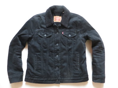 HOT Damen Jacke Levis Jeansjacke Mit Fell Schwarz Jeansjacke