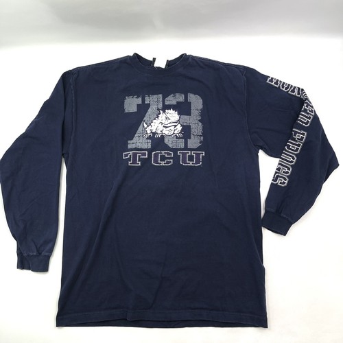 TCU Horned Frogs #73 dunkelblau Langarm Jan Sport Grafik T-Shirt Herren L