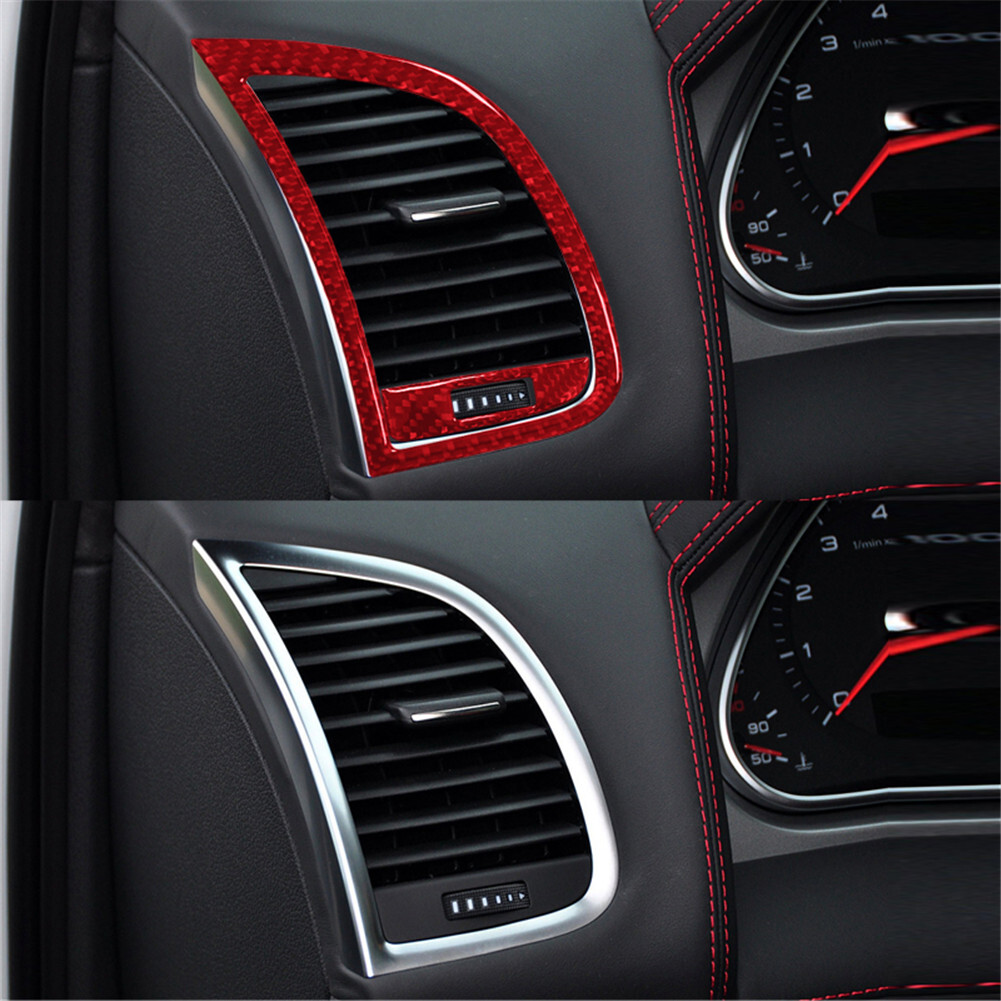 Carbon Fiber Trim Sticker For Audi Q7 (2007-2015) Air Vent Cover - Red, 3D Adhesive Decoration