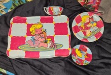 Ohio Art Tin Child's Tea Set 4 Pieces 1940s