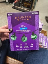 Haunted Living 6ft LED 10 Spooky Skeleton Hand Green Light String Battery Timer