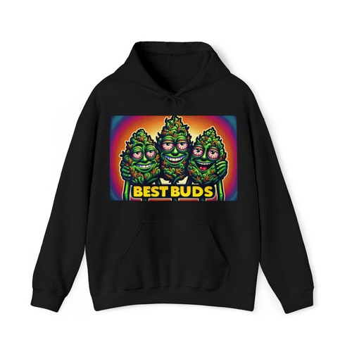 Hoodie Sweatshirt Vintage Style Weed Marijuana Stoner "BEST BUDS" Cannabis Funny - Picture 2 of 9