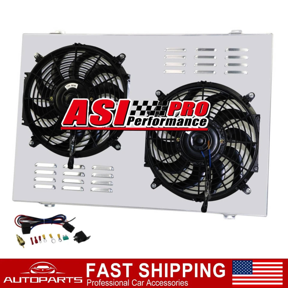 Aluminum Shroud+Electric Fan For 1973-1986 Chevy GMC C/K C10 20 30 K10 Caprice Foto 2 de 4