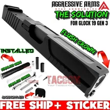 AGGRESSIVE ARMS COMPLETE SLIDE "SOLUTION" For GL0CK 19 GEN 3 - RMR CUT - BARREL