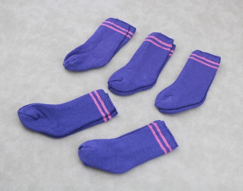American girl 5 pairs of purple socks with pink stripe for 18'' doll - Picture 2 of 2