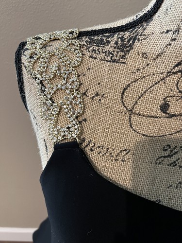 New Betsy & Adam Women's Black One-Shoulder Rhinestone Cocktail Dress Sz 6 - Picture 5 of 8