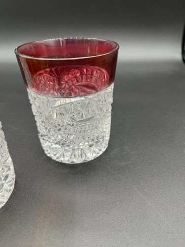 3 SMALL CRYSTAL D'ADRIANA LUNA RUBY/YELLOW STAINED COCKTAIL NO DAMAGE - Picture 3 of 6