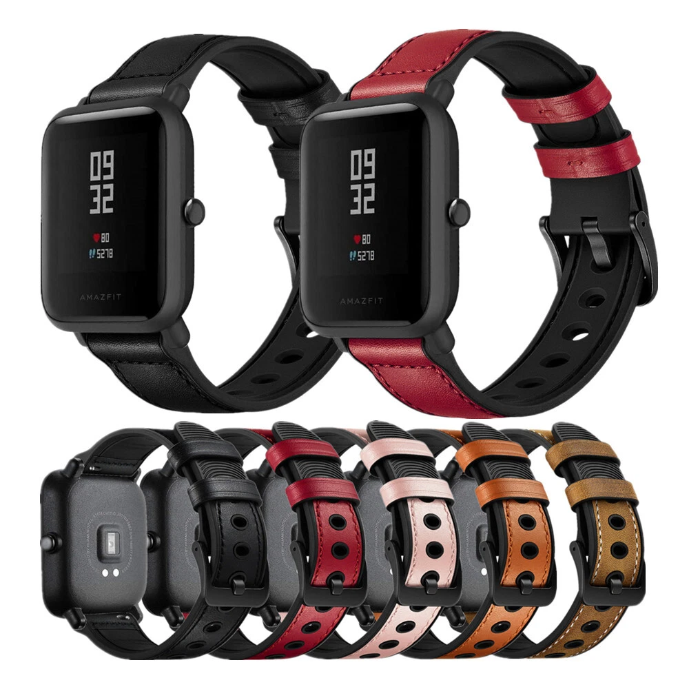 Leather and Rubber Hybrid Watch Band Strap For Amazfit Bip 5 3 U
