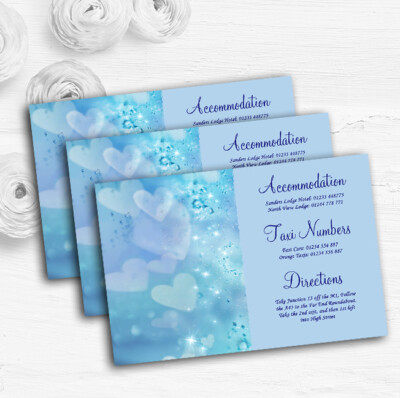 Hellblaue Liebe Herzen personalisierte Hochzeit Gast Informationskarten