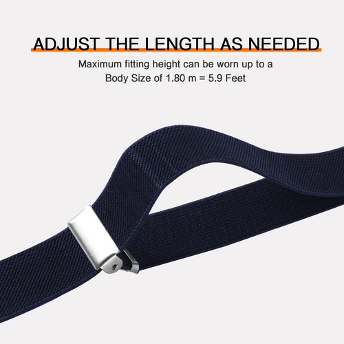 Mens Elasticated Heavy Duty Clip on Trousers Braces Adjustable Suspenders 25mm - Picture 72 of 72