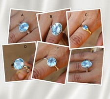 Natural Blue Topaz Silver Ring For Birthday Gift Solid 925 Sterling Jewelry