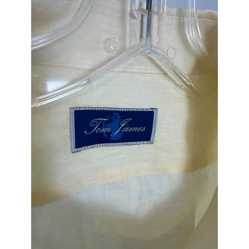 Tom James Yellow Linen Custom Made Button Down Oxford Shirt Pre-owned - Image 2 of 4