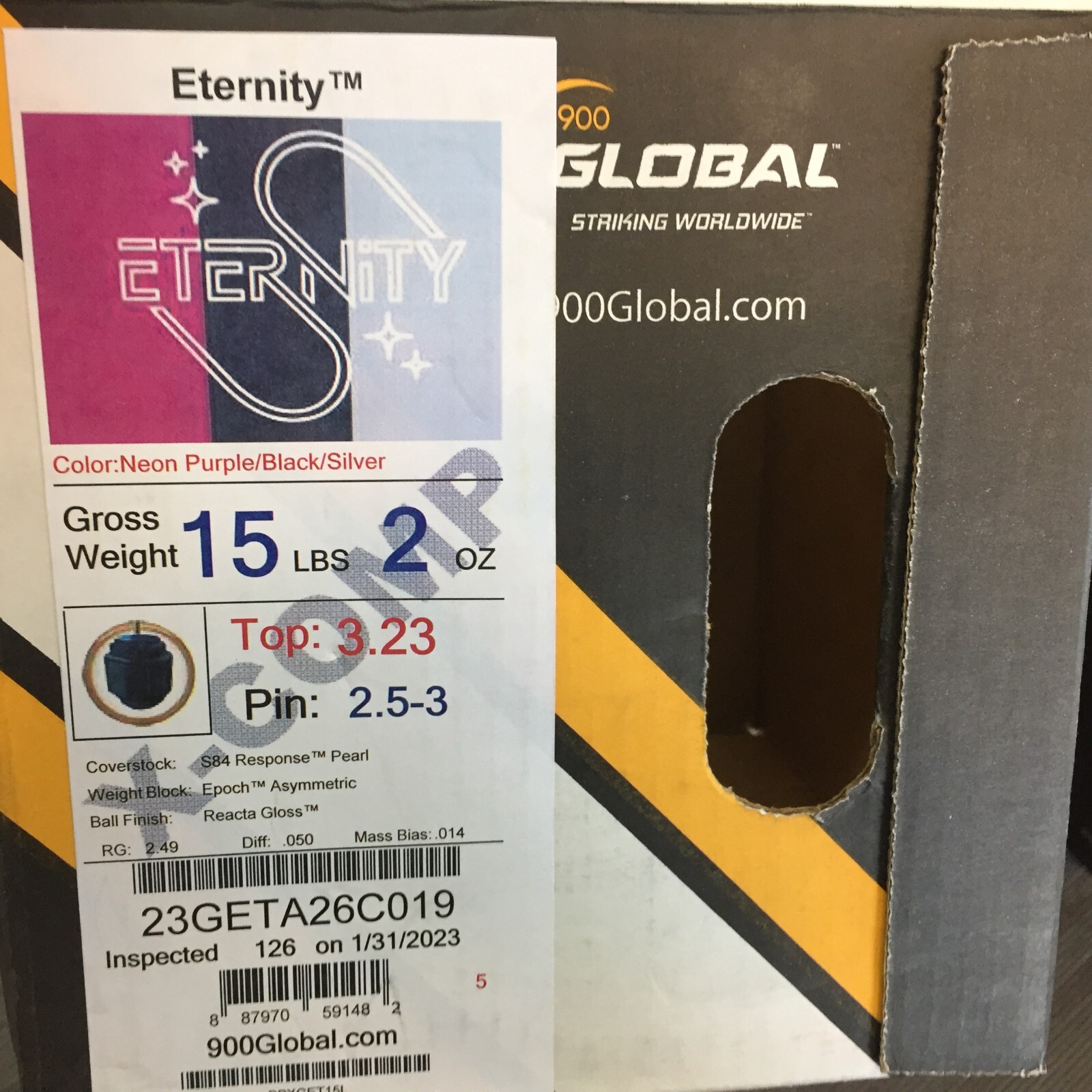 900Global Eternity Pearl Bowling Ball  15 lb  new in box   #019