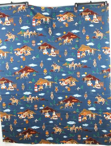 NATIVE AMERICAN PUEBLO SOUTHWEST HORSE Print Cranston Joan Messmore Fabric - Picture 2 of 12