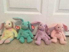 Four Ty Bunny Beanie Babies - Hippie, Hippity, Floppity, and Hoppity -MWMT