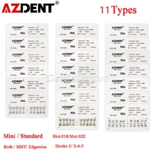 10 Packs Dental Ortho Brackets Metal Mini/Standard MBT/Roth 022/018 3/345 Hooks