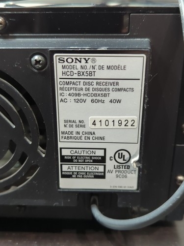 SONY HCD-BX5BT COMPACT DISC RECEIVER TESTED * NO SPEAKERS/REMOTE - Picture 6 of 6