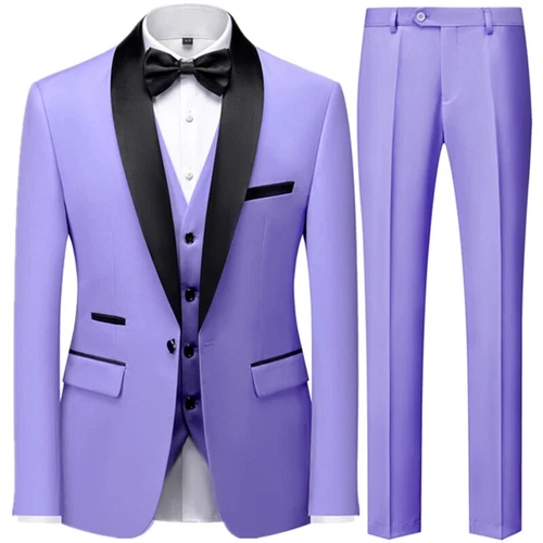 Ensemble de 3 pièces costume de mariage homme manteau pantalon gilet robe de marié blazers veste pantalon - Photo 27/52