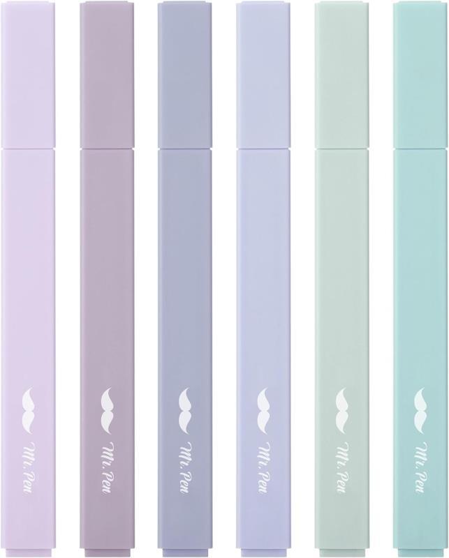 - Aesthetic Highlighters, 6 Pcs, Chisel Tip, Morandi Colors, No Bleed Bible High-image