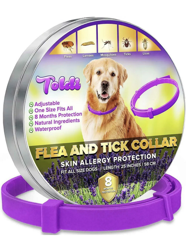 Toldi Flea-Treatment-for-Dogs, Adjustable Flea-Collar-Dogs, Months  Protection