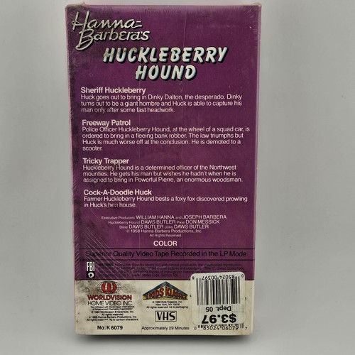 Sealed Hanna Barbera Huckleberry Hound VHS 1988 Sheriff Huckleberry - 第 2/11 張圖片